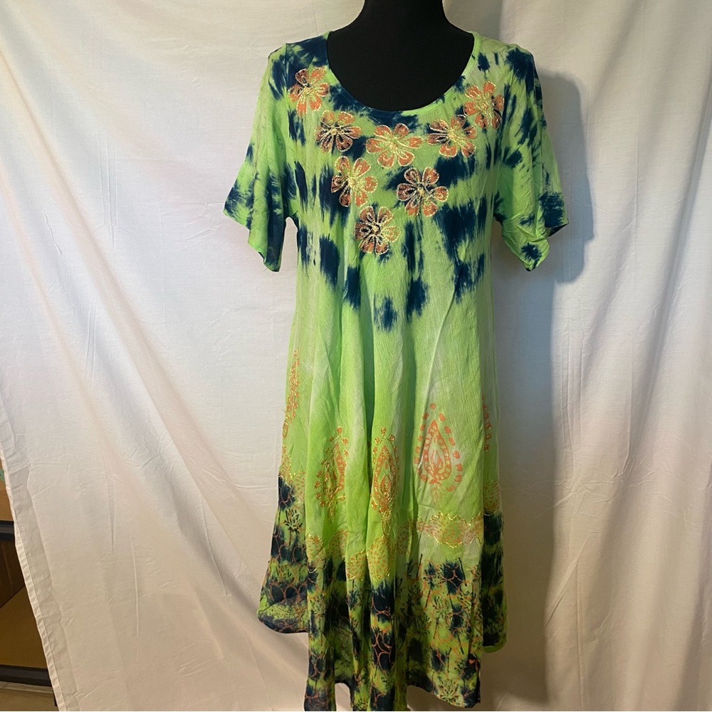 Wevez Tie Dye‎ Short Sleeve Duster Dress OS NWT